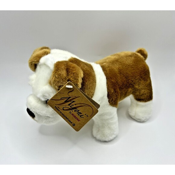 Miyoni by Aurora Realistic Bulldog 8.5" Plush Pup White Brown Dog Stuffed Animal - Picture 4 of 14